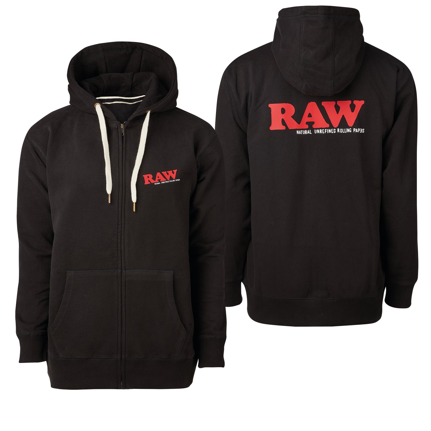 RAW ZIP HOODIE BLACK LOGO