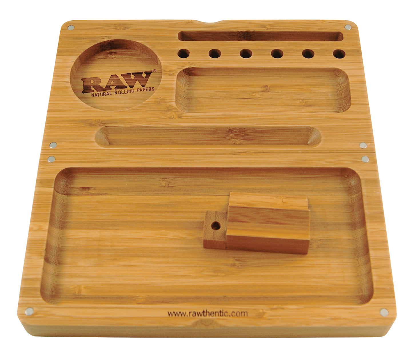 RAW BAMBOO BACK FLIP ROLLING TRAY W/MAGNET