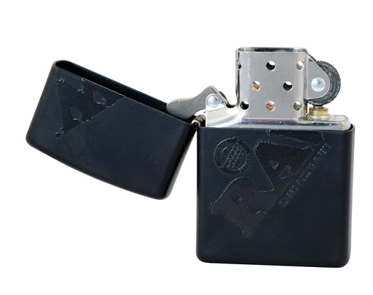 RAW ZIPPO BLACK WITH BLACK LOGO