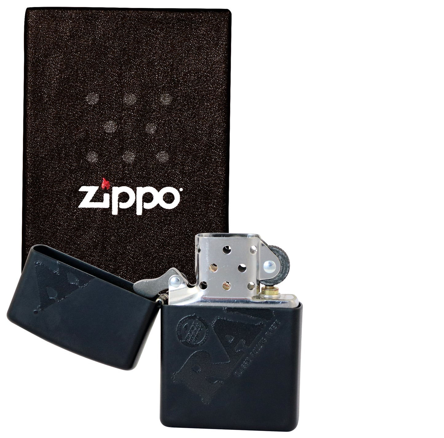RAW ZIPPO BLACK WITH BLACK LOGO