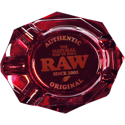 RAW RUBY RED GLASS ASHTRAY