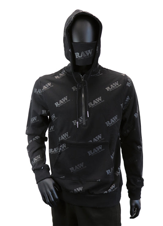 RAW ROLLING PAPERS RAWLER ZIP HOODIE BLACK ON BLACK